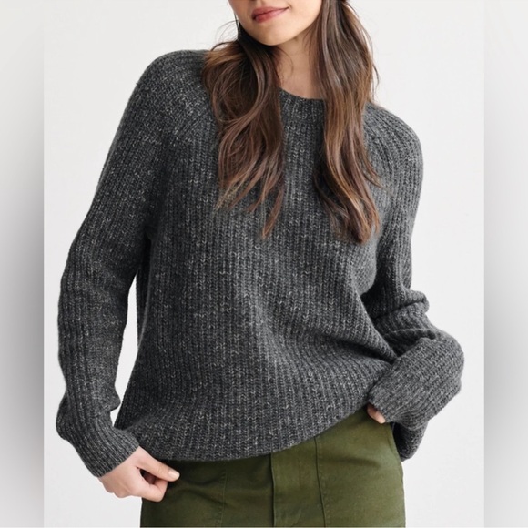 Jenni Kayne Oversized Cashmere Fisherman Sweater Charcoal Grey Size Medium - Picture 4 of 9